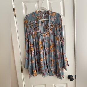 Free People Blue Floral Tunic